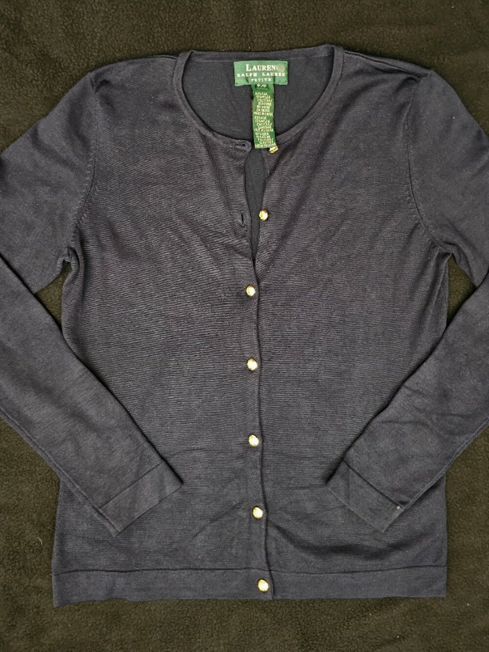 Lauren Ralph Lauren Women's Petite Petite Navy Blue Gold Button